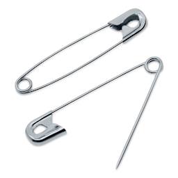 Dritz Safety Pins - Nickel, Size 2, Pkg of 10 single pin closed and open