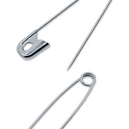 Dritz Safety Pins - Nickel, Size 2, Pkg of 10 close-up of pin parts
