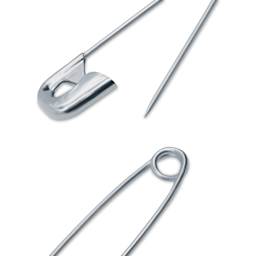 Dritz Safety Pins - Nickel, Assorted Sizes, Pkg of 10 close-up of pin parts