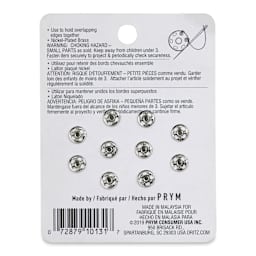 Dritz Sew on Fasteners - Snaps, Nickel Plated, Package of 10 (Back of package)