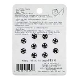 Dritz Sew on Fasteners - Snaps, Black, Package of 10 (Back of package)