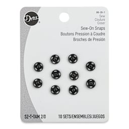 Dritz Sew on Fasteners - Front of package of 10 Black Snaps