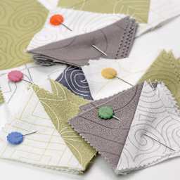 Dritz Flat Flower Head Pins - Pkg of 50 - pins inserted in squares of fabric