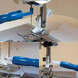 Dritz Machine Needle Inserter and Threader in use close-ups