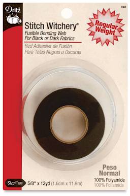 Dritz Stitch Witchery - Front of package of Regular Bonding Web for dark colored fabrics
