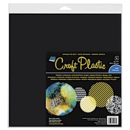 Grafix Craft Plastic Sheets - Black, 12" x 12", 0.010" Thick, Pkg of 4