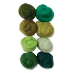 Wistyria Editions 100% Wool Roving - Jungle, Pkg of 8