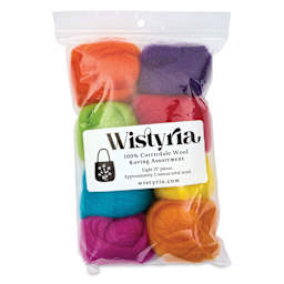 Wistyria Editions 100% Wool Roving - Fiesta, Pkg of 8 - front of packaging