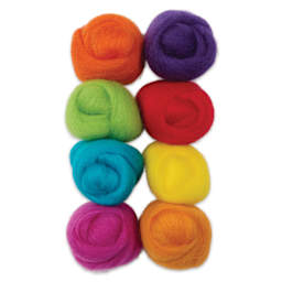 Wistyria Editions 100% Wool Roving - Fiesta, Pkg of 8