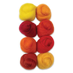 Wistyria Editions 100% Wool Roving - Fire, Pkg of 8 - out of packaging