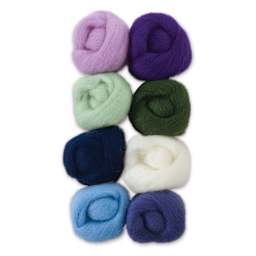 Wistyria Editions 100% Wool Roving - Hydrangeas, Pkg of 8 - back of packaging