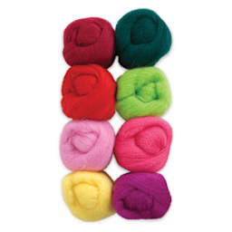 Wistyria Editions 100% Wool Roving - Zinnias, Pkg of 8 - out of packaging