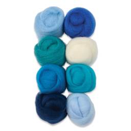 Wistyria Editions 100% Wool Roving - The Sea, Pkg of 8