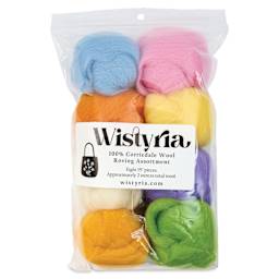 Wistyria Editions 100% Wool Roving - Cotton Candy, Pkg of 8 - front of packaging