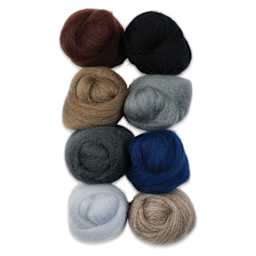 Wistyria Editions 100% Wool Roving - Dark and Stormy, Pkg of 8