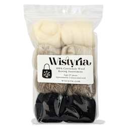 Wistyria Editions 100% Wool Roving - Grayscale, Pkg of 8 - front of packaging