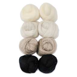 Wistyria Editions 100% Wool Roving - Grayscale, Pkg of 8