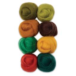 Wistyria Editions Wool Roving - Woodsy, Pkg of 8