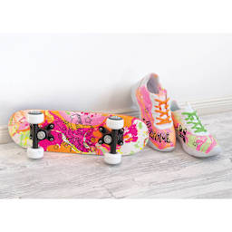 Marabu Easy Marble Paints (a skateboard and shoes that have been marbled)