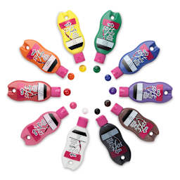 Tulip Soft Fabric Paint Sets - Components of Set of 10 colors arranged in wheel with color swatches