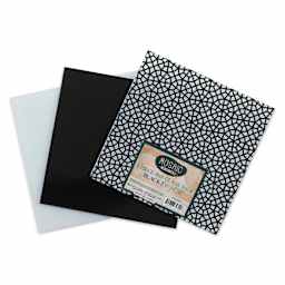 Mosaic Mercantile Opalescent Glass Pack - Black and White, 8" x 8", Pkg of 3, fanned out
