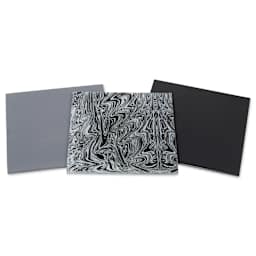 Mosaic Mercantile Opalescent Glass Pack - Black and Grey, 8" x 8", Pkg of 3, packaging removed