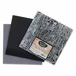 Mosaic Mercantile Opalescent Glass Pack - Black and Grey, 8" x 8", Pkg of 3, fanned out