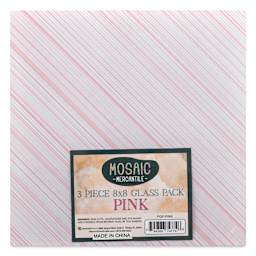 Mosaic Mercantile Opalescent Glass Pack - Pink, 8" x 8", Pkg of 3, front of packaging