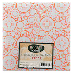 Mosaic Mercantile Opalescent Glass Pack - Coral, 8" x 8", Pkg of 3, front of packaging