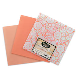 Mosaic Mercantile Opalescent Glass Pack - Coral, 8" x 8", Pkg of 3, fanned out
