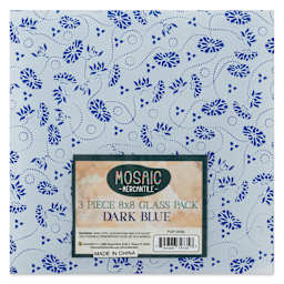 Mosaic Mercantile Opalescent Glass Pack - Dark Blue, 8" x 8", Pkg of 3, front of packaging