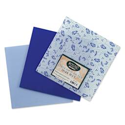 Mosaic Mercantile Opalescent Glass Pack - Dark Blue, 8" x 8", Pkg of 3, fanned out
