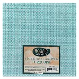 Mosaic Mercantile Opalescent Glass Pack - Turquoise, 8" x 8", Pkg of 3, front of packaging