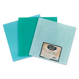 Mosaic Mercantile Opalescent Glass Pack - Turquoise, 8" x 8", Pkg of 3, fanned out