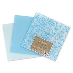 Mosaic Mercantile Opalescent Glass Pack - Aqua, 8" x 8", Pkg of 3, fanned out