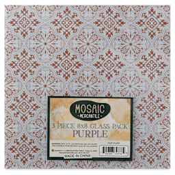 Mosaic Mercantile Opalescent Glass Pack - Purple, 8" x 8", Pkg of 3, front of packaging