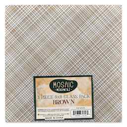 Mosaic Mercantile Opalescent Glass Pack - Brown, 8" x 8", Pkg of 3, front of packaging