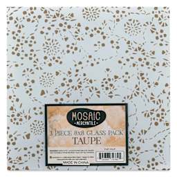 Mosaic Mercantile Opalescent Glass Pack - Taupe, 8" x 8", Pkg of 3, front of packaging