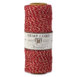 Hemptique Hemp Cord Spools - Front of single Red with Metallic Gold spool of Hemp cord