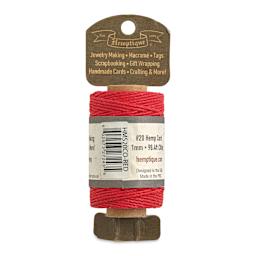 Hemptique Hemp Cord Spool - Red, 1 mm x 98.4 ft, back of the packaging