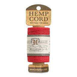 Hemptique Hemp Cord Spool - Red, 1 mm x 98.4 ft, front of the packaging