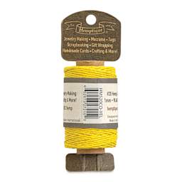 Hemptique Hemp Cord Spool - Yellow, 1 mm x 98.4 ft, back of the packaging