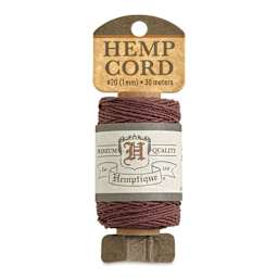 Hemptique Hemp Cord Spool - Dark Brown, 1 mm x 98.4 ft, front of the packaging