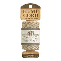 Hemptique Hemp Cord Spool - Natural, 1 mm x 98.4 ft, front of the packaging