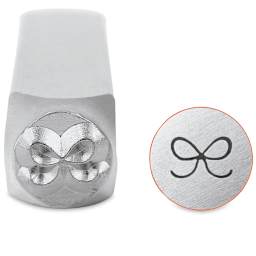 ImpressArt Design Stamps - Front view of Bow Stamp with example of impression