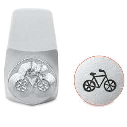 ImpressArt Design Stamps - Front view of Bicycle Stamp with example of impression