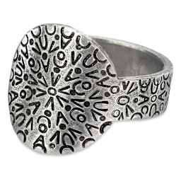 ImpressArt Aluminum Wrap Ring Blanks - Medallion, 1/4"W x 2-3/4"L, sample ring with stamped design