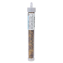 John Bead Czech Glass Seed Beads - Topaz, Luster Mix, 10/0, 22 g vial - side