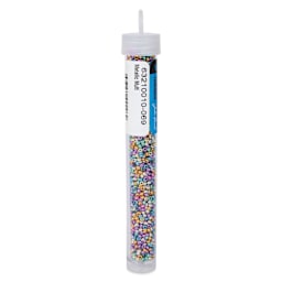 John Bead Czech Glass Seed Beads - Multicolor Mix, Metallic, 10/0, 22 g vial - back