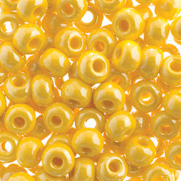 John Bead Czech Seed Beads - Yellow, Opaque Luster, 32/0 - close-up